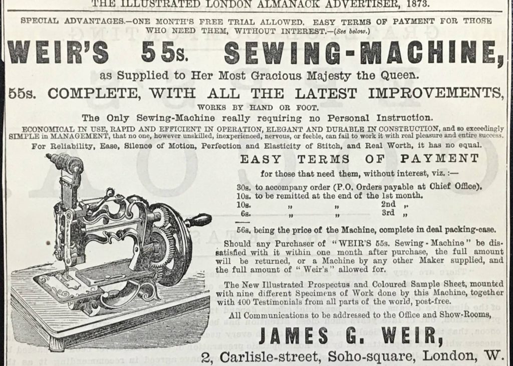 The I L A A Weir advert 1873